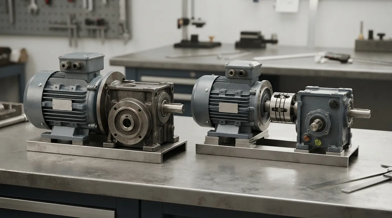 Integrated gear motor beside a separate motor, coupling and gearbox
