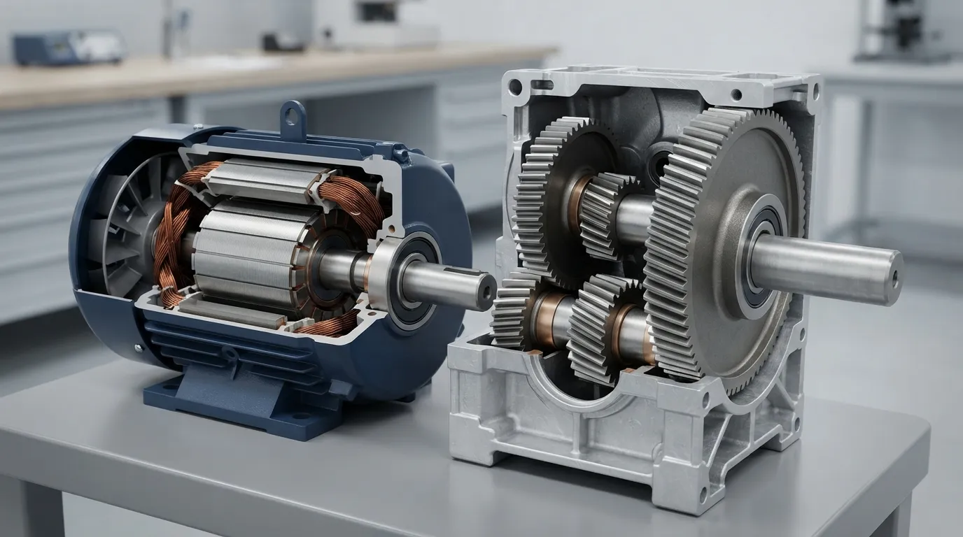 Cutaway gear motor showing reduction gears and the output shaft