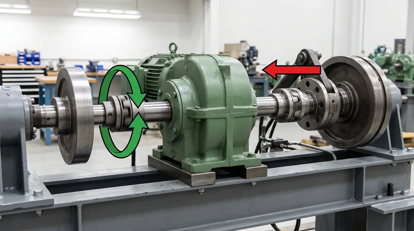 Industrial gear motor output shaft shown with continuous and peak load conditions