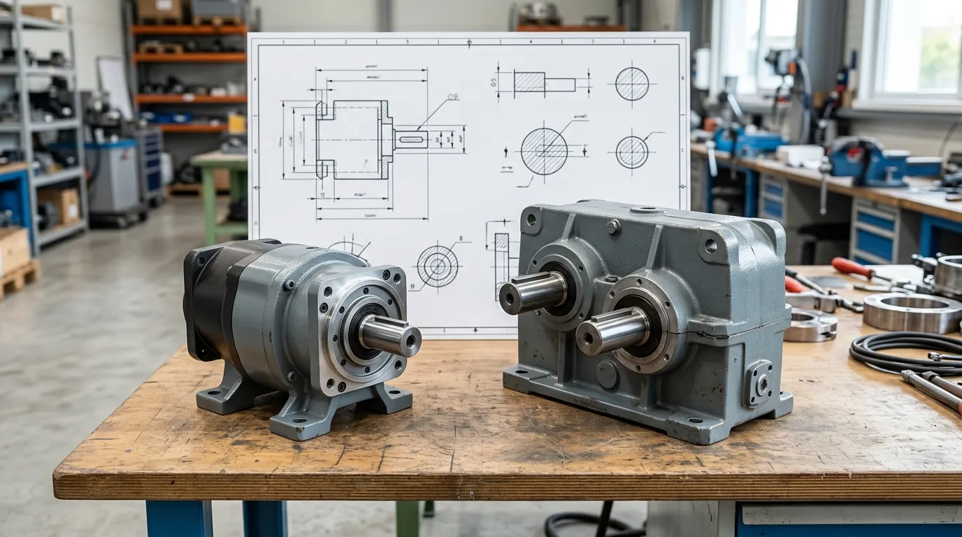 Planetary and parallel-shaft helical gearboxes compared for footprint and mounting arrangement