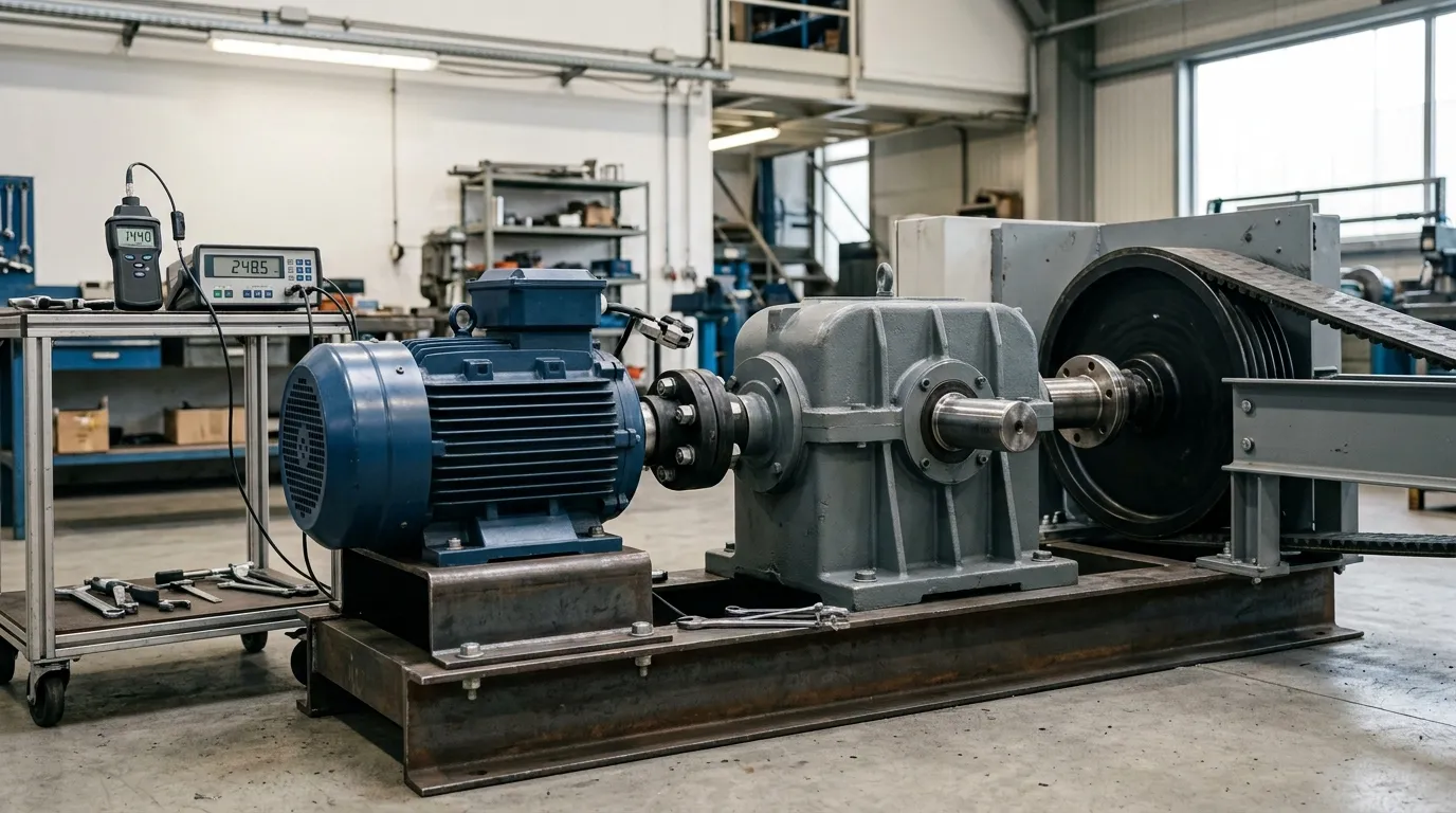 Industrial gearbox and motor with nearby speed and torque measurement equipment